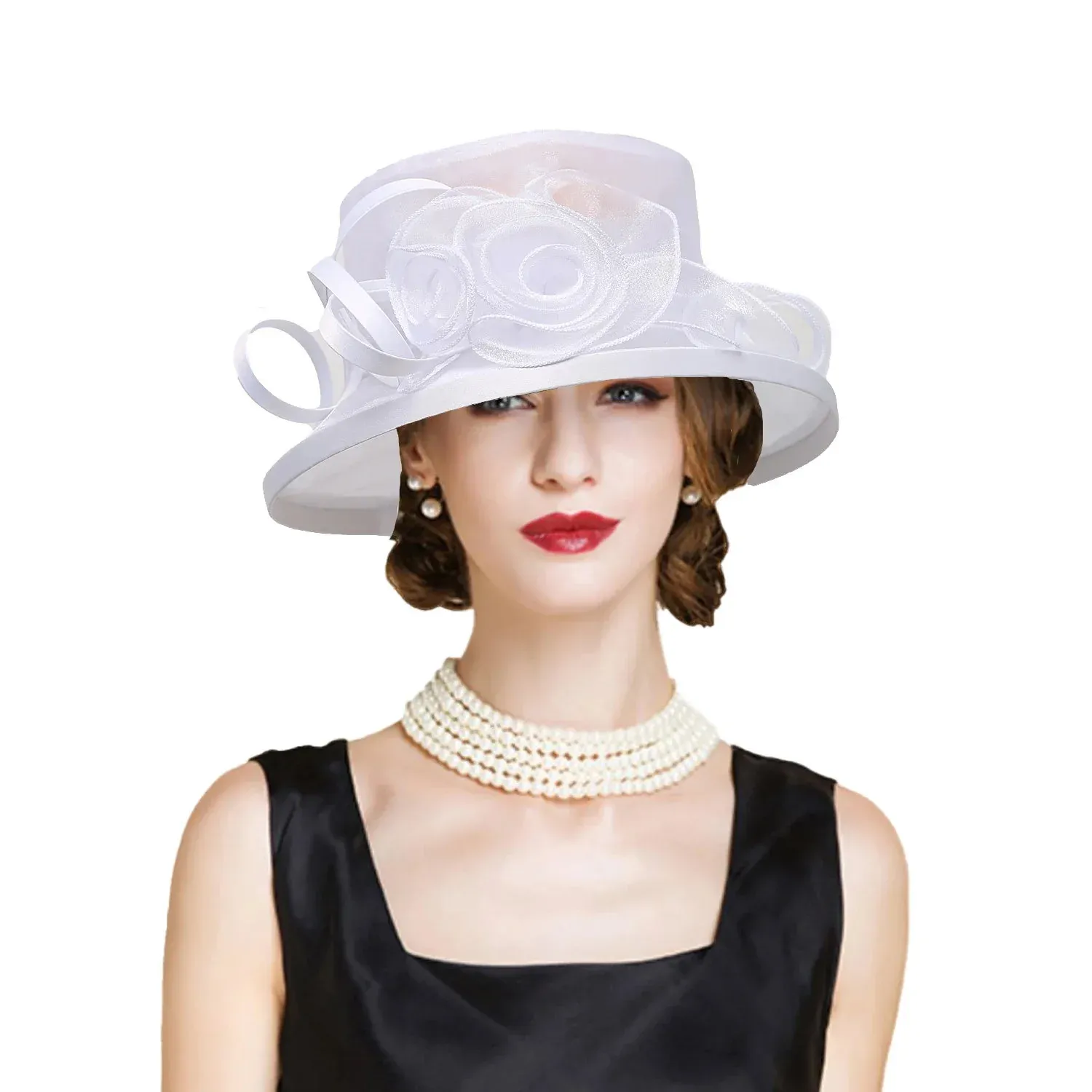 Chapeau de cérémonie vintage avec fleurs – Image 7