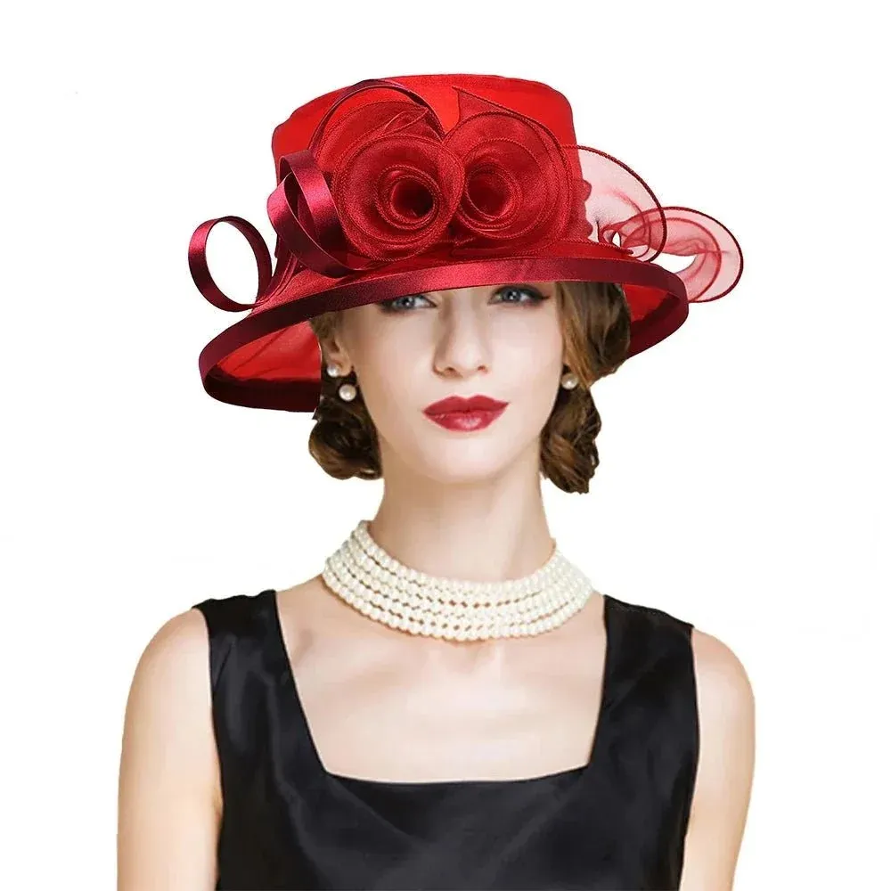 Chapeau de cérémonie vintage avec fleurs – Image 4