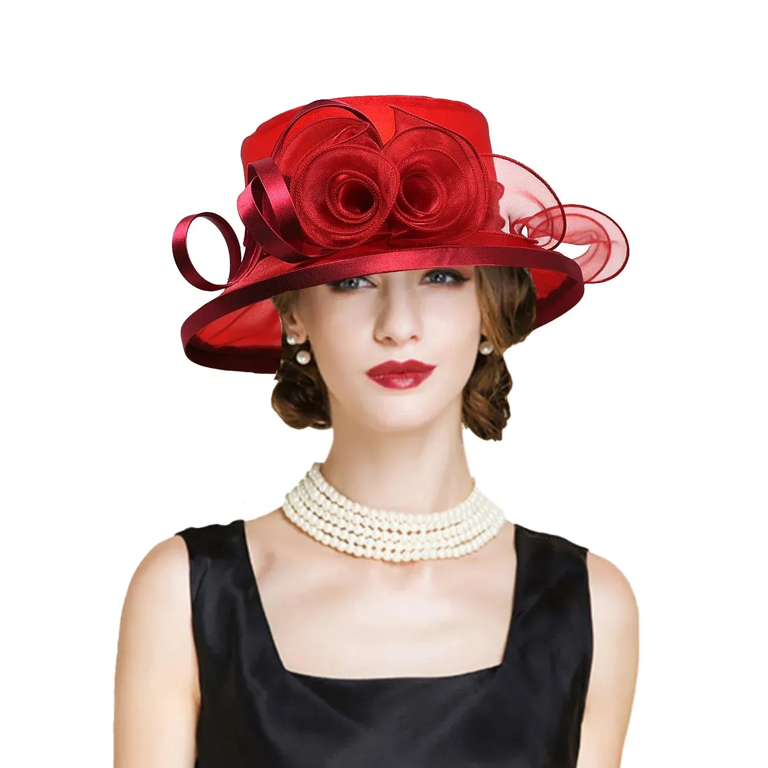 Chapeau de cérémonie vintage avec fleurs – Image 9