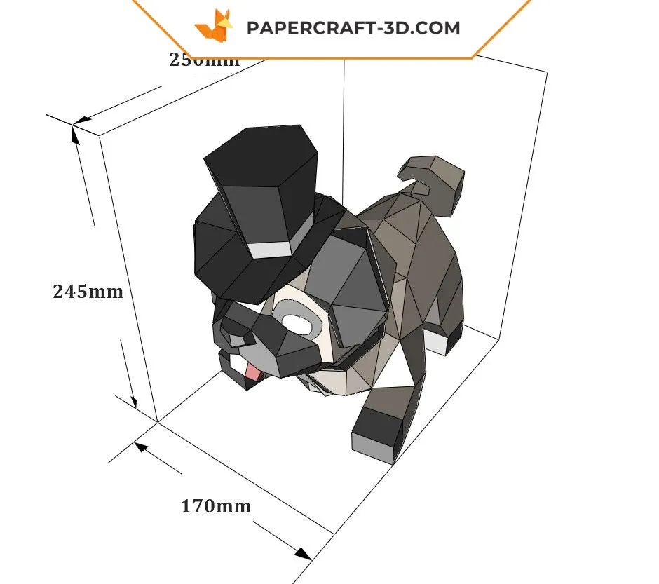 Papercraft chien carlin mignon en origami 3D – Image 6