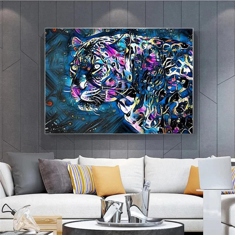Tableau léopard bleu violet